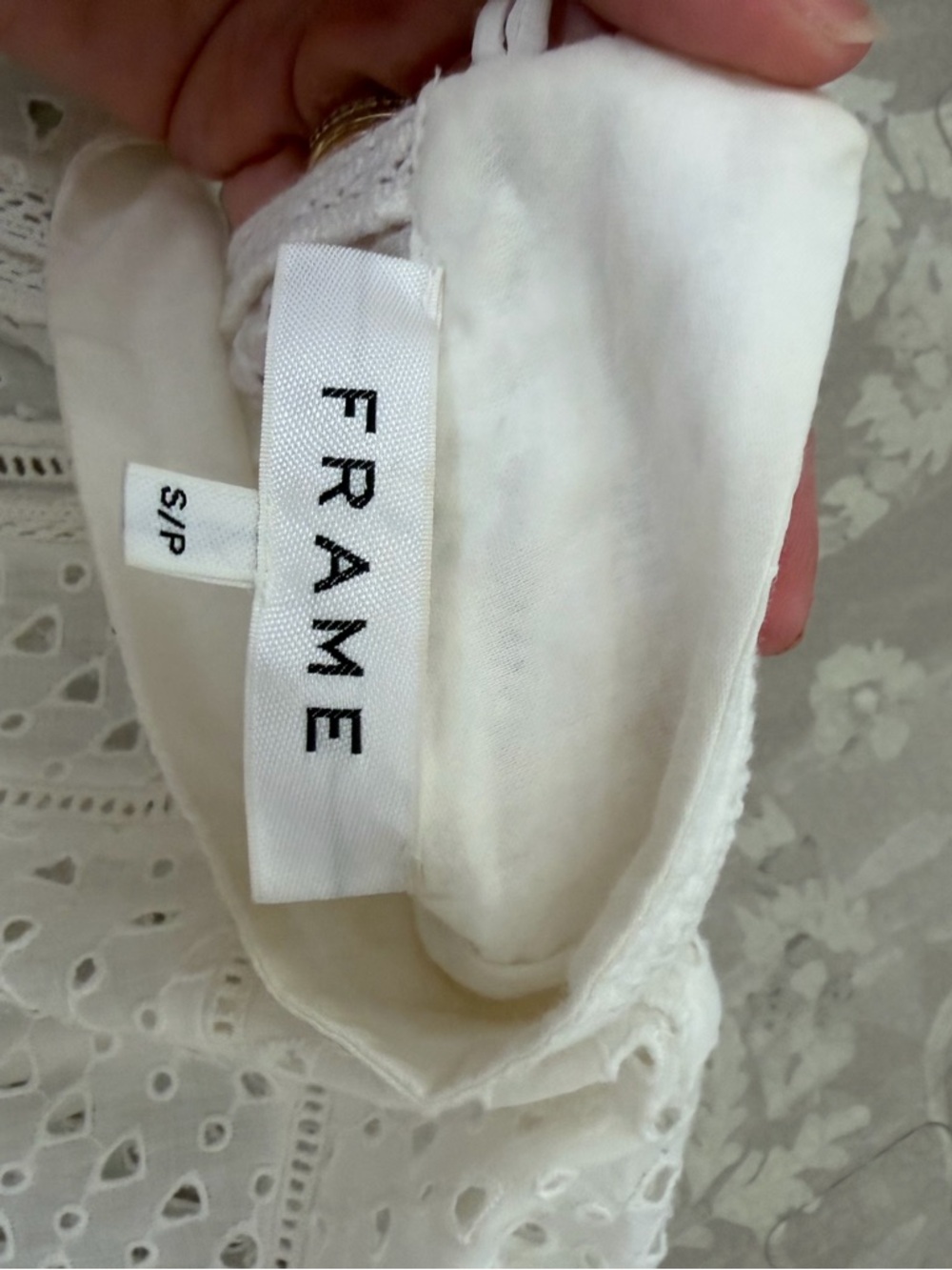 Frame Denim Eyelet High Neck Long Sleeve Top - Picture 3 of 3